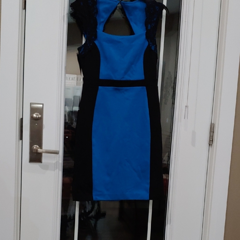 Nicole Blue and Black Sheath Mini Dress